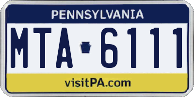 PA license plate MTA6111