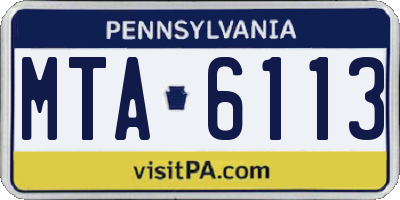 PA license plate MTA6113