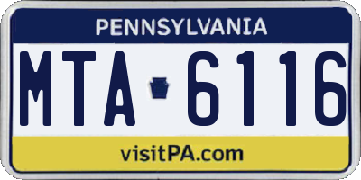 PA license plate MTA6116