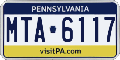 PA license plate MTA6117