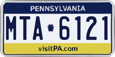 PA license plate MTA6121