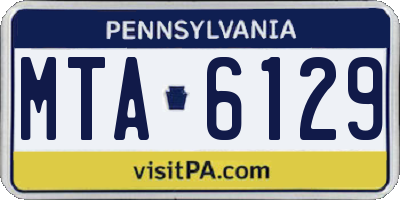 PA license plate MTA6129