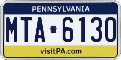 PA license plate MTA6130