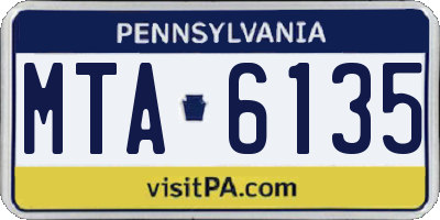 PA license plate MTA6135