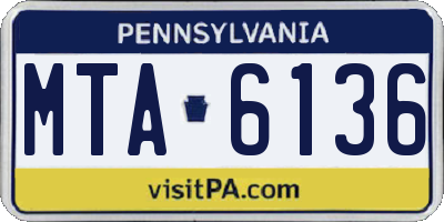 PA license plate MTA6136
