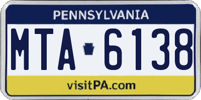 PA license plate MTA6138
