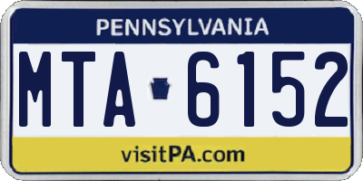 PA license plate MTA6152