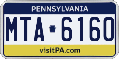 PA license plate MTA6160