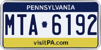 PA license plate MTA6192