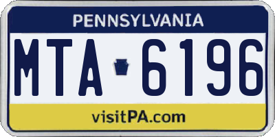 PA license plate MTA6196