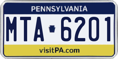 PA license plate MTA6201