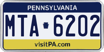 PA license plate MTA6202