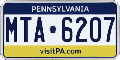 PA license plate MTA6207