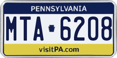 PA license plate MTA6208