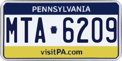 PA license plate MTA6209