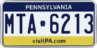 PA license plate MTA6213