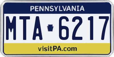 PA license plate MTA6217