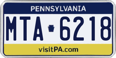 PA license plate MTA6218