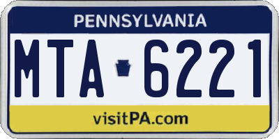 PA license plate MTA6221
