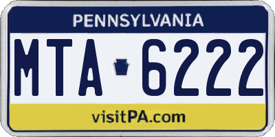 PA license plate MTA6222