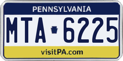 PA license plate MTA6225