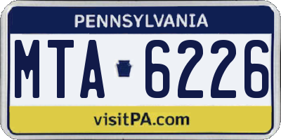 PA license plate MTA6226