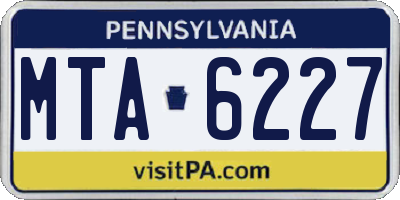 PA license plate MTA6227