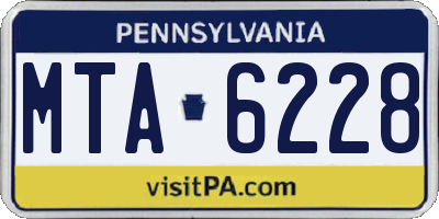 PA license plate MTA6228