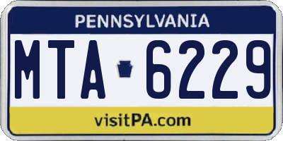 PA license plate MTA6229