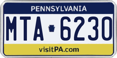 PA license plate MTA6230