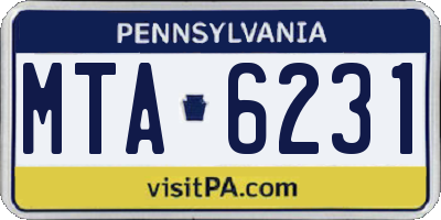 PA license plate MTA6231