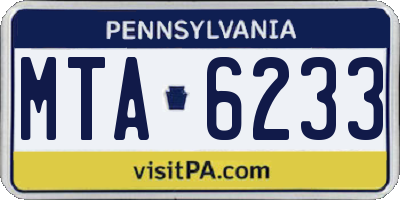PA license plate MTA6233