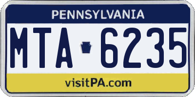 PA license plate MTA6235