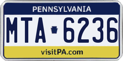 PA license plate MTA6236