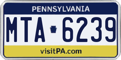 PA license plate MTA6239