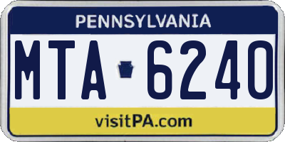 PA license plate MTA6240