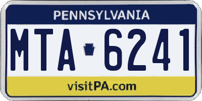 PA license plate MTA6241