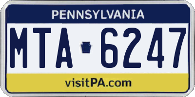 PA license plate MTA6247