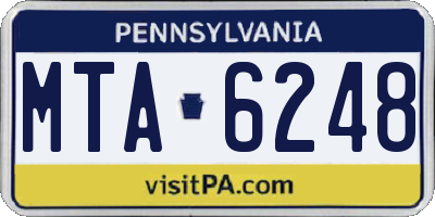 PA license plate MTA6248