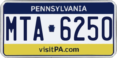 PA license plate MTA6250