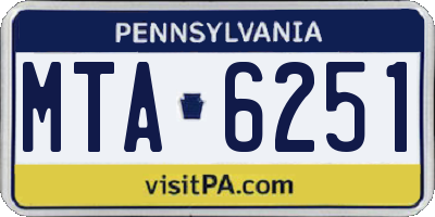 PA license plate MTA6251
