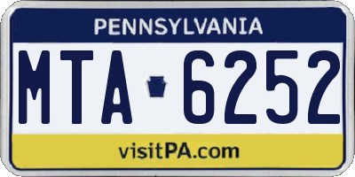 PA license plate MTA6252