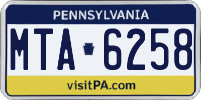 PA license plate MTA6258