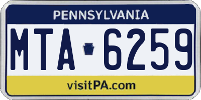 PA license plate MTA6259