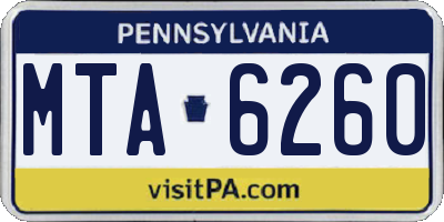 PA license plate MTA6260