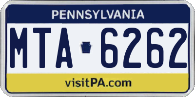 PA license plate MTA6262