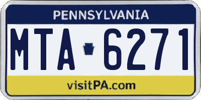 PA license plate MTA6271