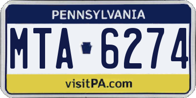 PA license plate MTA6274