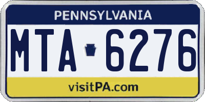 PA license plate MTA6276