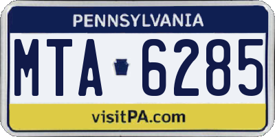 PA license plate MTA6285